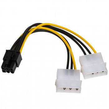 Akyga AK-CA-13 Cabo adaptador de alimentação 2x Molex (macho) para PCIe 6 pinos (fêmea), 15 cm