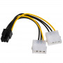 Akyga AK-CA-13 Cabo adaptador de alimentação 2x Molex (macho) para PCIe 6 pinos (fêmea), 15 cm
