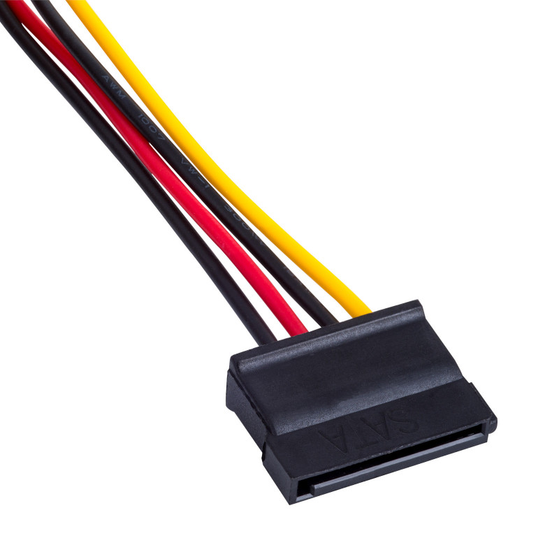 Akyga AK-CA-16 Cabo divisor de alimentação Molex (macho) para 2x SATA (fêmea), 15 cm