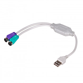 Akyga AK-AD-15 Cabo adaptador USB-A (macho) para 2x PS/2 (fêmea), branco