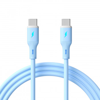 Akyga AK-USB-68 Cabo USB USB-C (macho) / USB-C (macho), USB 2.0, 60W, 1 m, azul, silicone