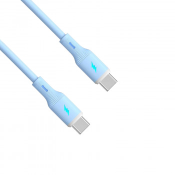 Akyga AK-USB-68 Cabo USB USB-C (macho) / USB-C (macho), USB 2.0, 60W, 1 m, azul, silicone