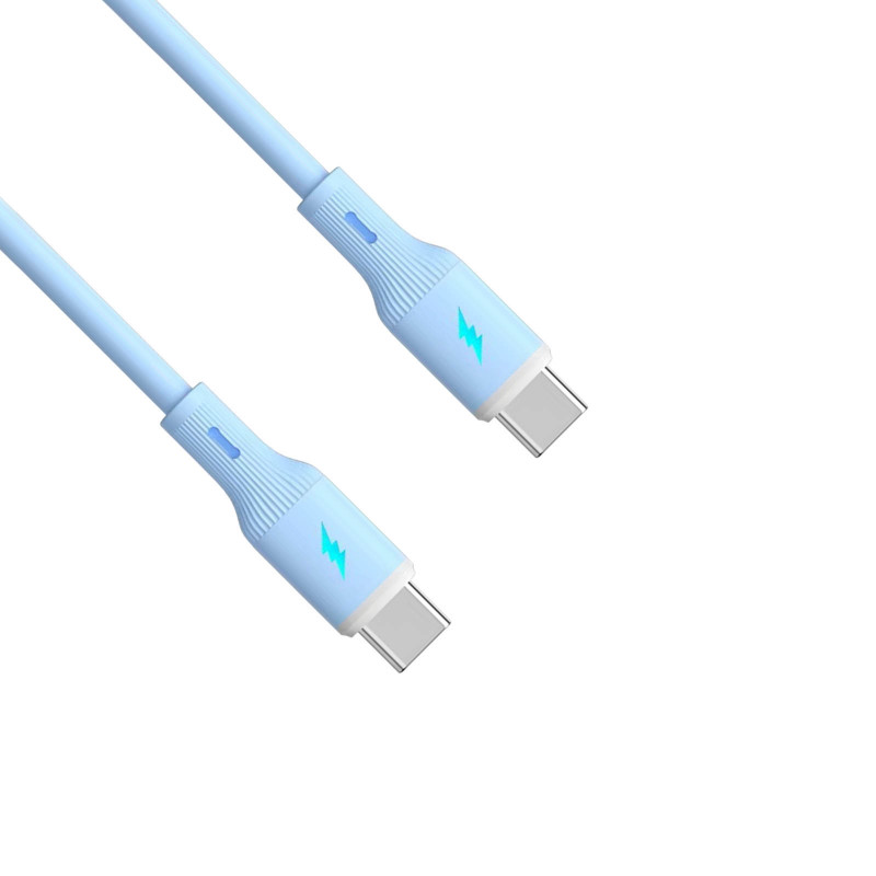 Akyga AK-USB-68 Cabo USB USB-C (macho) / USB-C (macho), USB 2.0, 60W, 1 m, azul, silicone