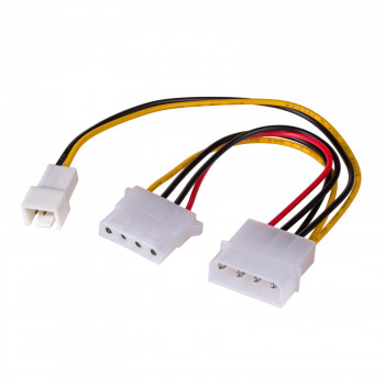 Akyga AK-CA-35 Distribuidor de alimentação de ventoinhas Molex (fêmea) para Molex (macho) + 3 pinos 12 V (macho), 2x 15 cm