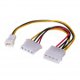 Akyga AK-CA-35 Distribuidor de alimentação de ventoinhas Molex (fêmea) para Molex (macho) + 3 pinos 12 V (macho), 2x 15 cm