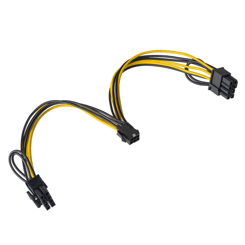 Akyga AK-CA-55 Distribuidor de alimentação para placa gráfica PCI-E 6 pinos (fêmea) para 2x PCI-E 6+2 pinos (macho), 2x 15 cm