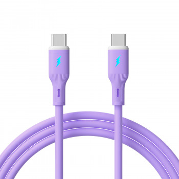 Akyga AK-USB-70 Cabo USB USB-C (macho) / USB-C (macho), USB 2.0, 60W, 1 m, roxo, silicone