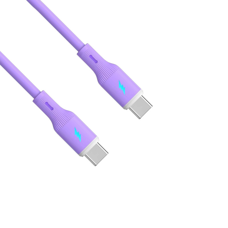Akyga AK-USB-70 Cabo USB USB-C (macho) / USB-C (macho), USB 2.0, 60W, 1 m, roxo, silicone