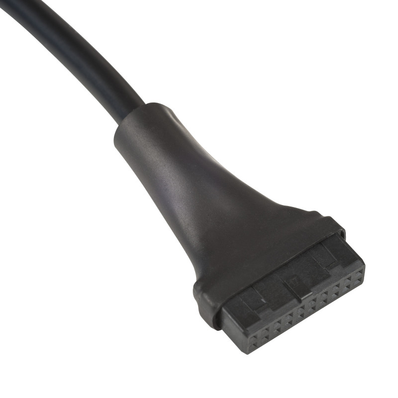 Akyga AK-CA-75 Cabo adaptador interno de header USB 2.0 9 pinos (macho) para USB 3.0 19 pinos (fêmea), 20 cm, preto