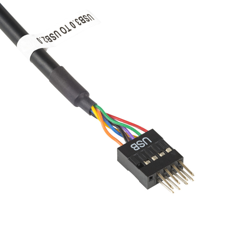 Akyga AK-CA-75 Cabo adaptador interno de header USB 2.0 9 pinos (macho) para USB 3.0 19 pinos (fêmea), 20 cm, preto