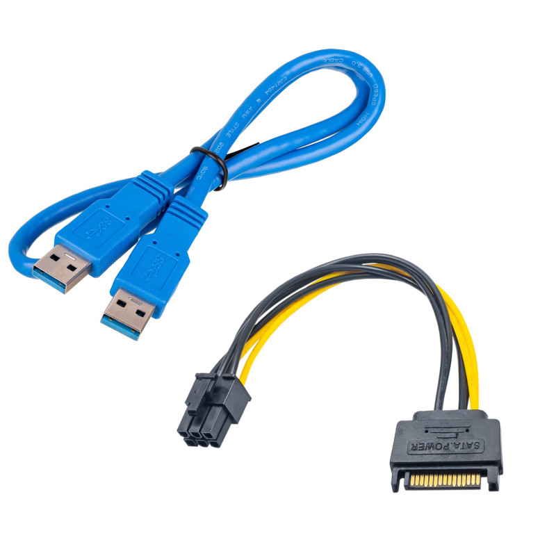 Kit riser Akyga AK-CA-64 PCIe x1 para x16 com cabo USB 3.0 de 55 cm