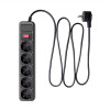 Régua de tomadas com proteção contra sobretensão Akyga AK-SP-06B, 5x tomadas Schuko CEE 7/3 (Type F), interruptor, 3 m, preto