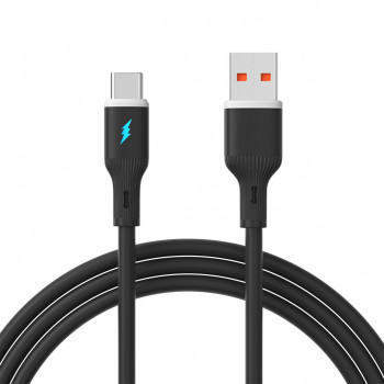 Cabo USB Akyga AK-USB-62 USB-A (macho) / USB-C (macho), USB 2.0, 18W, 1 m, preto, silicone