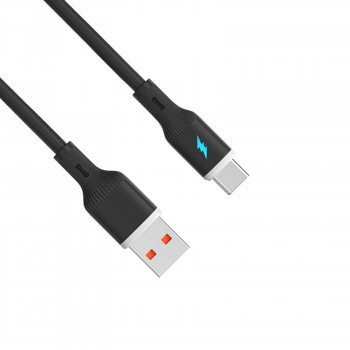 Cabo USB Akyga AK-USB-62 USB-A (macho) / USB-C (macho), USB 2.0, 18W, 1 m, preto, silicone