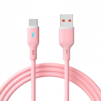 Cabo USB Akyga AK-USB-61 USB-A (macho) / USB-C (macho), USB 2.0, 18W, 1 m, rosa, silicone