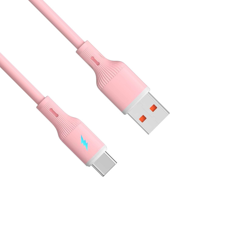 Cabo USB Akyga AK-USB-61 USB-A (macho) / USB-C (macho), USB 2.0, 18W, 1 m, rosa, silicone