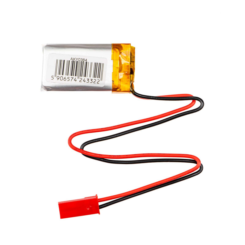 Bateria Li-Po Akyga AKY0384 LP601730 3,7 V 250 mAh com PCM, ficha JST 2,54 mm 2 pinos, cabo de 150 mm