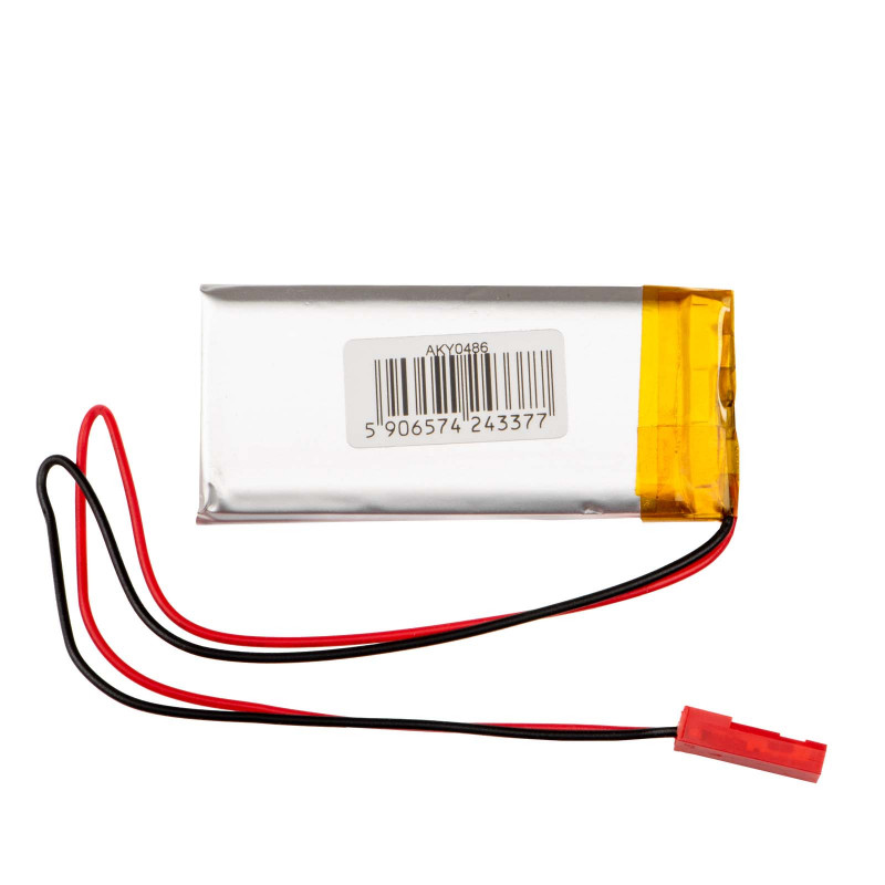 Bateria Li-Po Akyga AKY0486 LP502248 3,7 V 450 mAh com PCM, ficha JST 2,54 mm 2 pinos, cabo de 150 mm