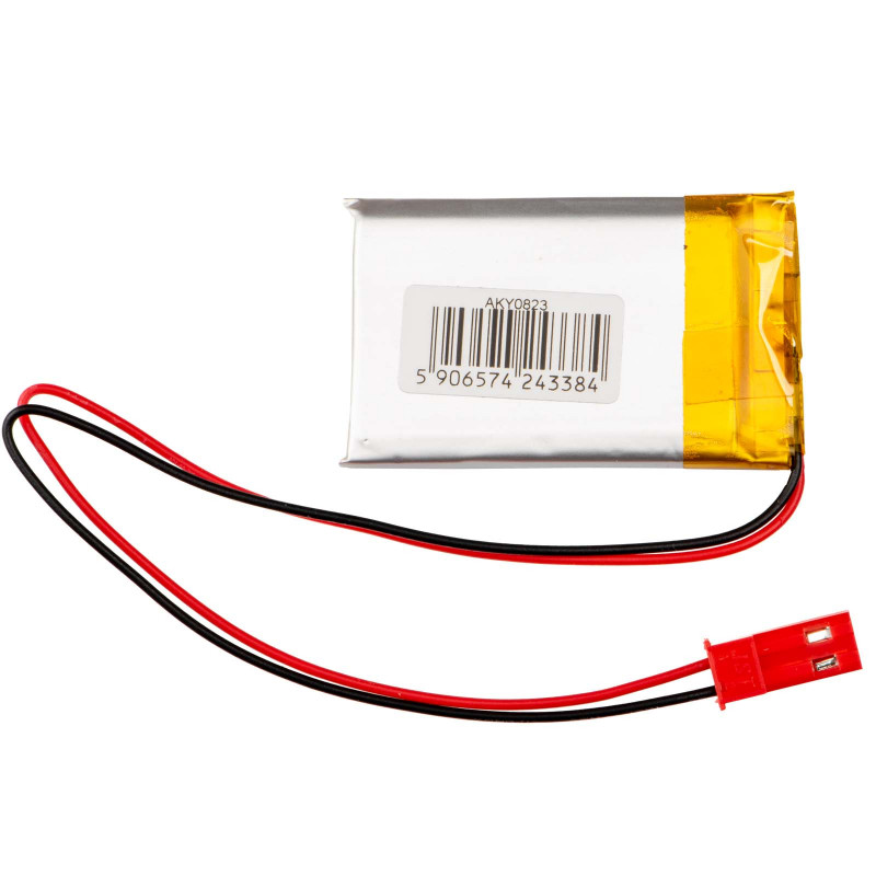 Bateria Li-Po Akyga AKY0823 LP542439 3,7 V 500 mAh com PCM, ficha JST 2,54 mm 2 pinos, cabo de 150 mm
