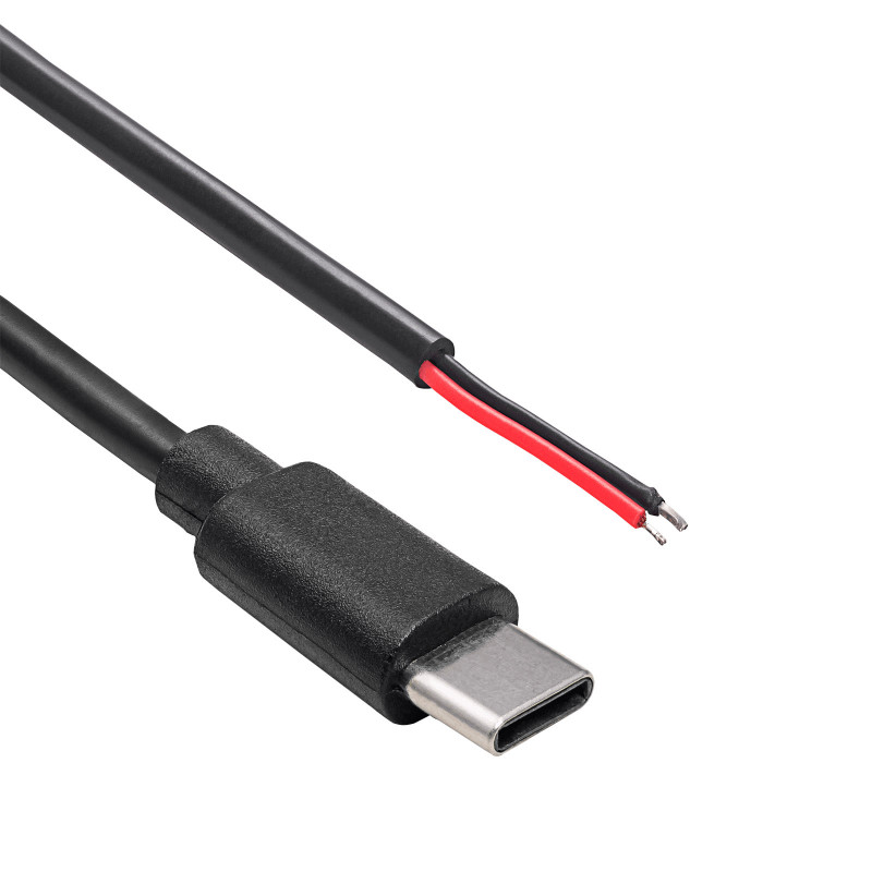 Cabo de serviço Akyga AK-SC-38 com ficha USB-C e extremidade aberta, 10 W (5 V / 2 A), 1 m, preto