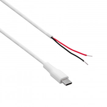 Cabo de serviço Akyga AK-SC-40 com ficha USB-C e extremidade aberta, 60 W (20 V / 3 A), 1 m, branco