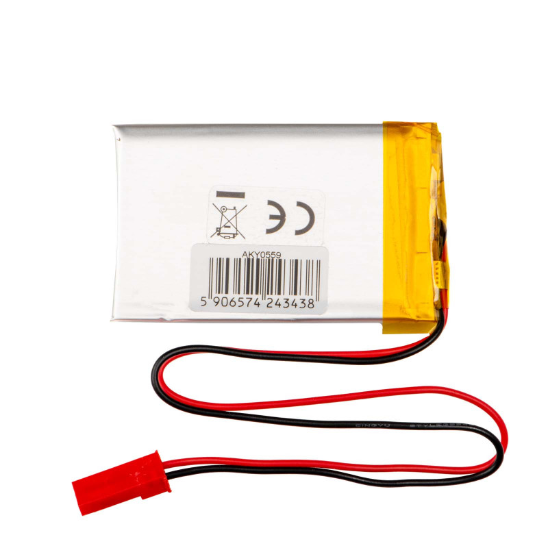Bateria Li-Po Akyga AKY0559 LP503448 3,7 V 800 mAh com PCM, ficha JST 2,54 mm 2 pinos, cabo de 150 mm