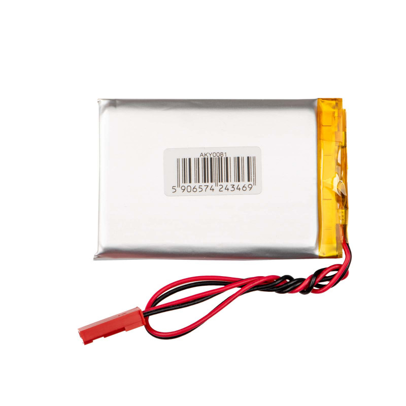 Bateria Li-Po Akyga AKY0081 LP573450 3,7 V 980 mAh com PCM, ficha JST 2,54 mm 2 pinos, cabo de 150 mm