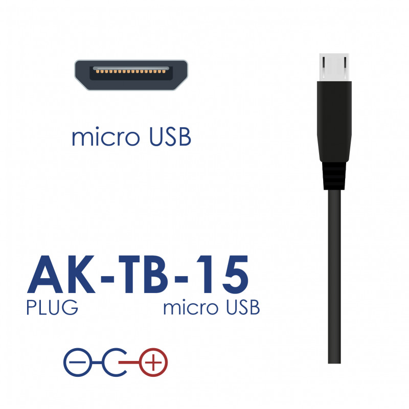 Fonte de alimentação universal Akyga AK-TB-15 5,0V / 3,0A 15W Micro-USB B 1,0m