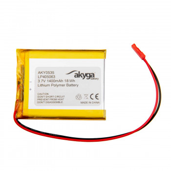 Bateria Li-Po Akyga AKY0535 LP405063 3,7 V 1400 mAh com PCM, ficha JST 2,54 mm 2 pinos, cabo de 150 mm
