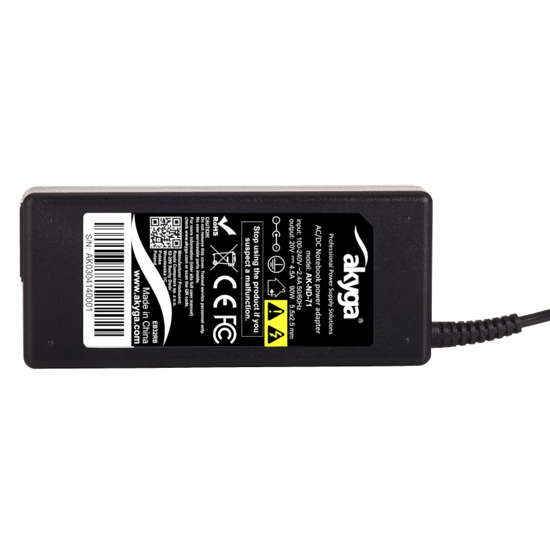 Fonte de alimentação Akyga AK-ND-71 para portátil 20 V / 4,5 A, 90 W, 5,5 x 2,5 mm, 1,2 m, para Lenovo