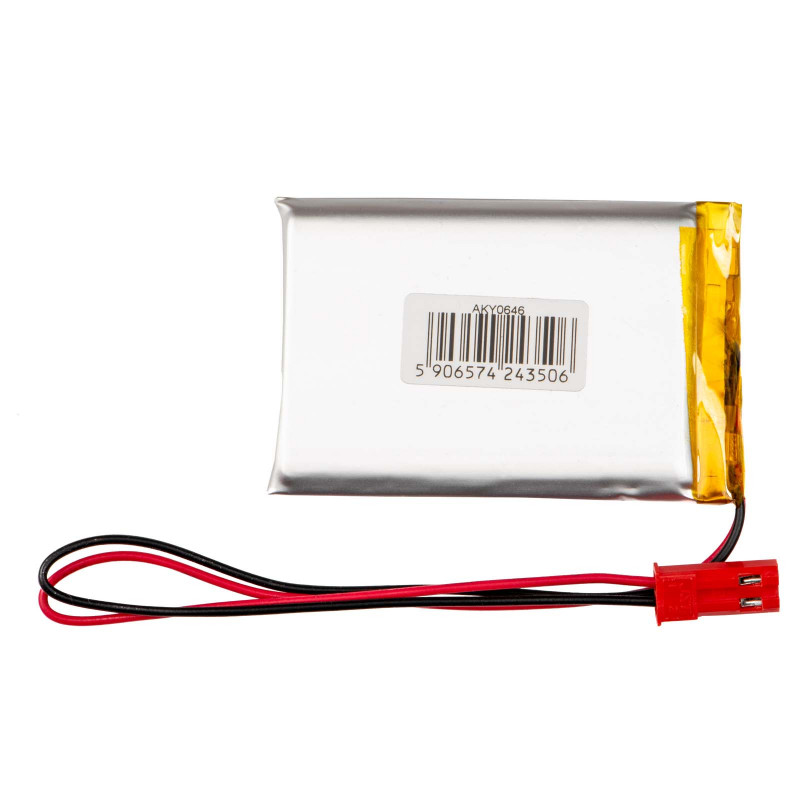 Bateria Li-Po Akyga AKY0646 LP623255 3,7 V 1100 mAh com PCM, ficha JST 2,54 mm 2 pinos, cabo de 150 mm