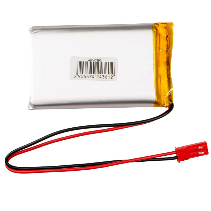 Akyga AKY0393 LP903759 bateria Li-Po 3,7 V 2200 mAh com PCM, ficha JST 2,54 mm 2 pinos, cabo de 150 mm