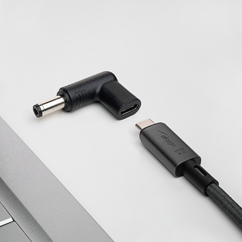 Akyga AK-ND-C02 adaptador de carregamento USB-C para DC 5,5 x 2,1 mm para portáteis, 18,5-20 V, 100 W