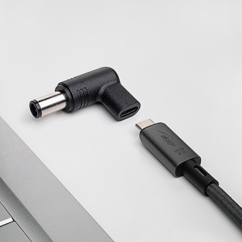 Akyga AK-ND-C07 adaptador de carregamento USB-C para DC 7,4 x 5,0 mm + pino para portáteis, 18,5-20 V, 100 W, para HP