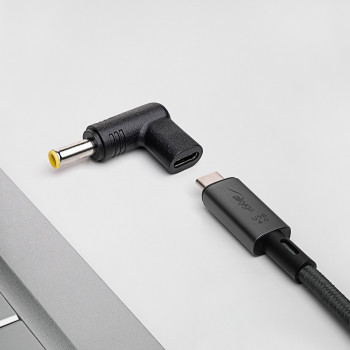 Akyga AK-ND-C16 adaptador de carregamento USB-C para DC 5,5 x 3,0 mm + pino para portáteis, 18,5-20 V, 100 W