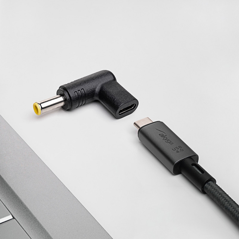 Akyga AK-ND-C16 adaptador de carregamento USB-C para DC 5,5 x 3,0 mm + pino para portáteis, 18,5-20 V, 100 W
