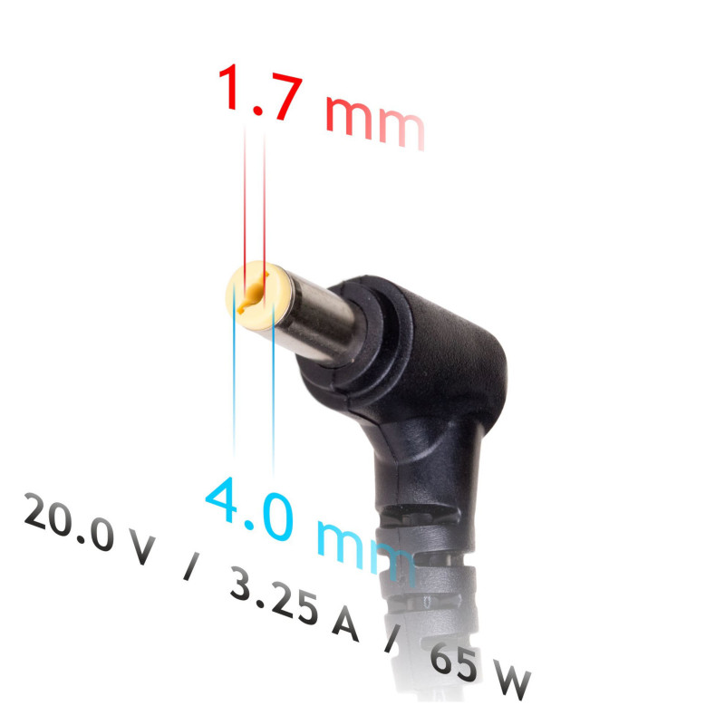 Akyga AK-ND-74 fonte de alimentação para portátil 20 V / 3,25 A, 65 W, 4,0 x 1,7 mm, 1,2 m, para Lenovo