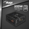 Akyga AK-FL-500 fonte de alimentação ATX sem ventoinha 500 W, totalmente modular, 80 PLUS, APFC