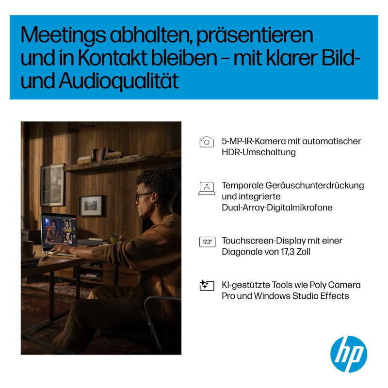 Portátil HP OmniBook 7 17-dc0675ng, Intel Core Ultra 7 256V, 32 GB de RAM, SSD de 1 TB, Windows 11 Pro, teclado alemão