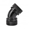 Thermaltake Pacific PETG conector a 45° de dupla compressão, diâmetro exterior 16 mm, G1/4, preto (CL-W098-CA00BL-A)