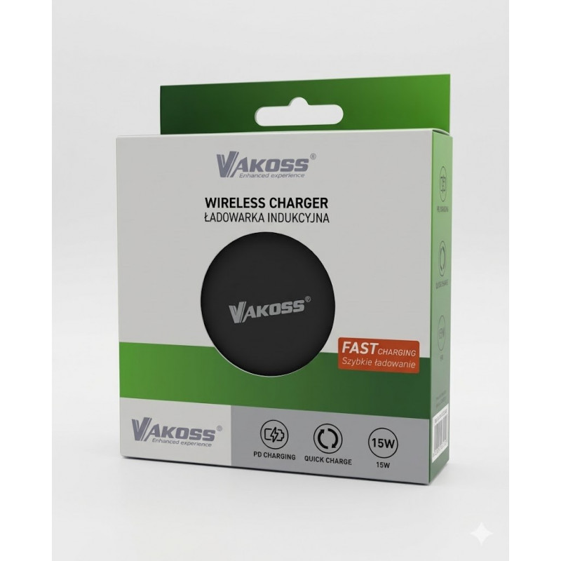 Vakoss MY5316K carregador sem fios magnético, 15 W, preto