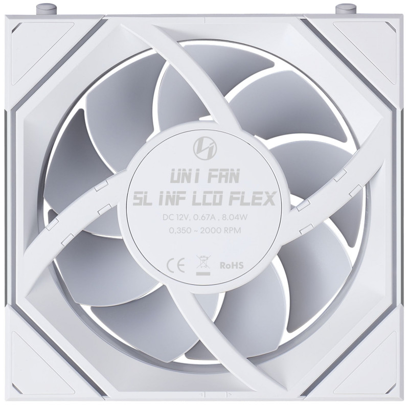 Lian Li UNI FAN SL-INF 120 FLEX LCD Wireless ventoinha de caixa, ARGB e LCD, 120 mm, branca