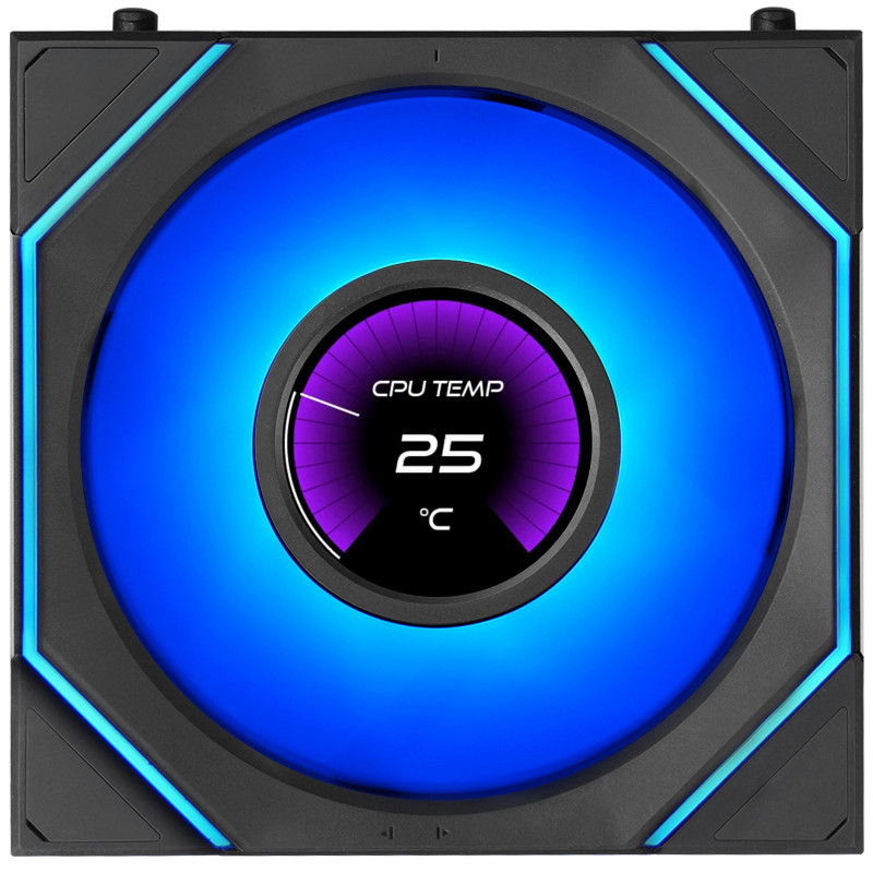 Lian Li UNI FAN SL-INF LCD FLEX Wireless ventoinhas de caixa (3 un.) com controlador, ARGB e LCD, Reverse Blade, 120 mm, pretas