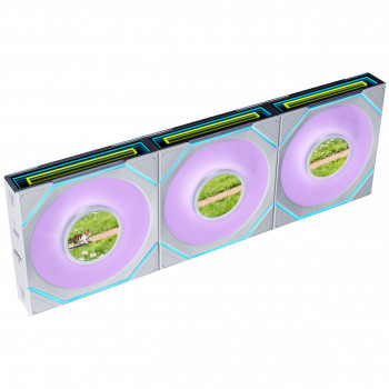Lian Li UNI FAN SL-INF LCD FLEX Wireless ventoinhas de caixa (3 un.) com controlador, ARGB e LCD, Reverse Blade, 120 mm, brancas