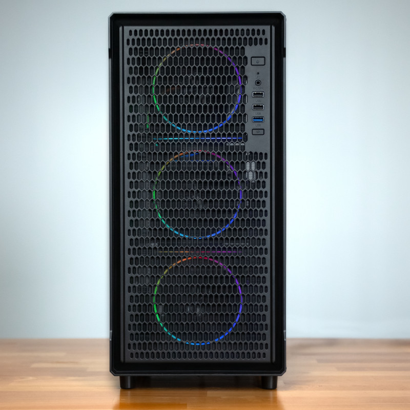 Caixa de PC Kolink AM2 ARGB Midi Tower, ATX, vidro temperado, 4 ventoinhas de 120 mm incluídas, preta