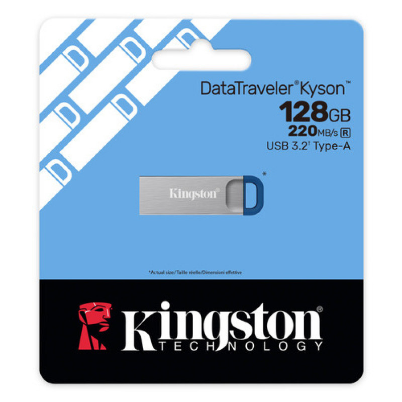 Kingston DataTraveler Kyson DTKNG2/128GB pen USB, 128 GB, USB 3.2 Gen 1, metálica