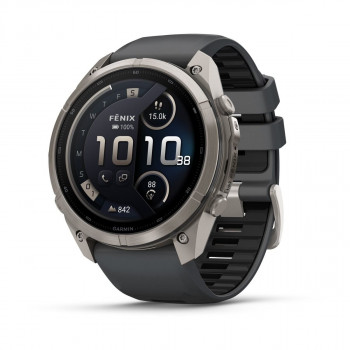 Smartwatch Garmin Fenix 9 Pro inReach, 51 mm, caixa de titânio, bracelete de silicone grafite/preto