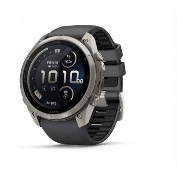 Smartwatch Garmin Fenix 9 Pro inReach, 51 mm, caixa de titânio, bracelete de silicone grafite/preto