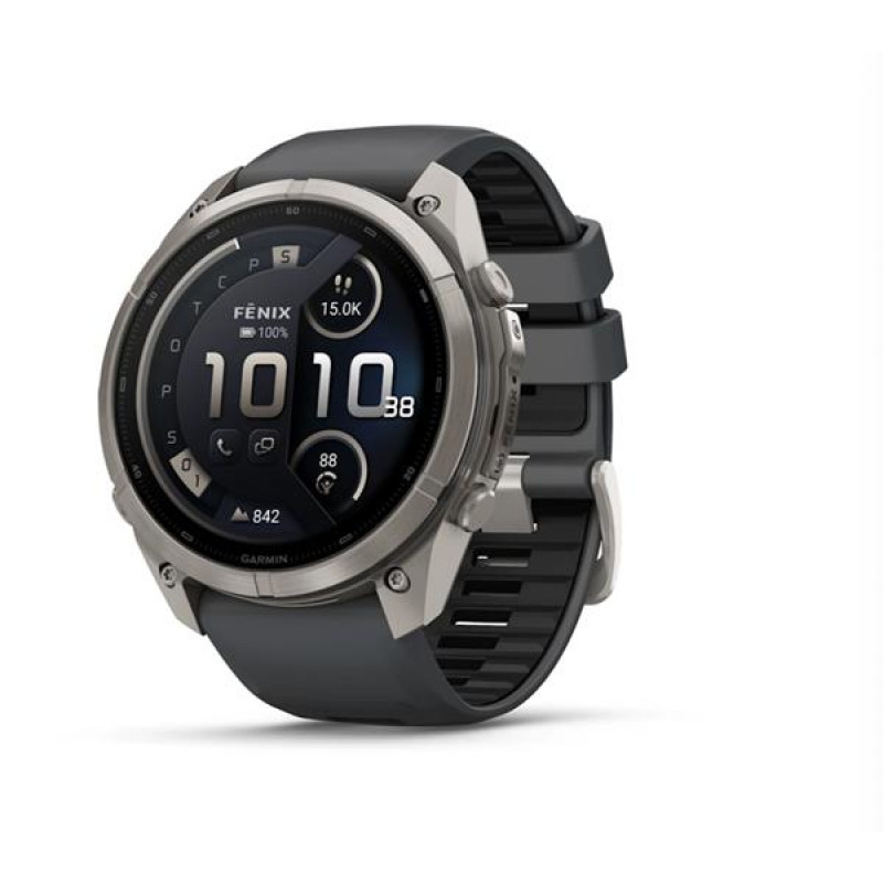 Smartwatch Garmin Fenix 9 Pro inReach, 51 mm, caixa de titânio, bracelete de silicone grafite/preto