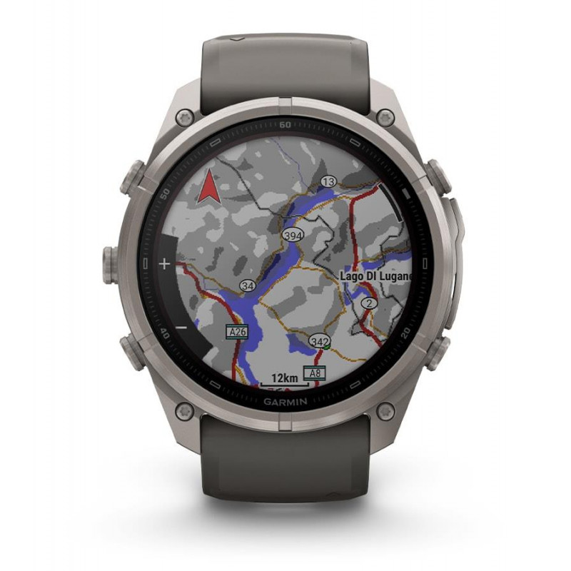 Smartwatch Garmin Fenix 9 Pro inReach, 51 mm, caixa de titânio, bracelete de silicone grafite/preto